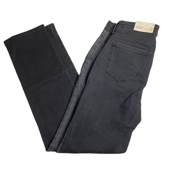NYDJ Sheri Slim Side Stripe Jeans Black & Grey Size 4 New - Picture 1 of 9